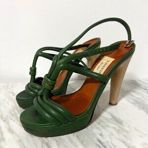 Lanvin SS 2009 Sandals Green/Tan - Size 10 (40)